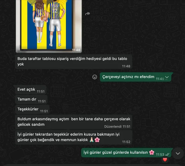 Müşterimizden gelen mesaj