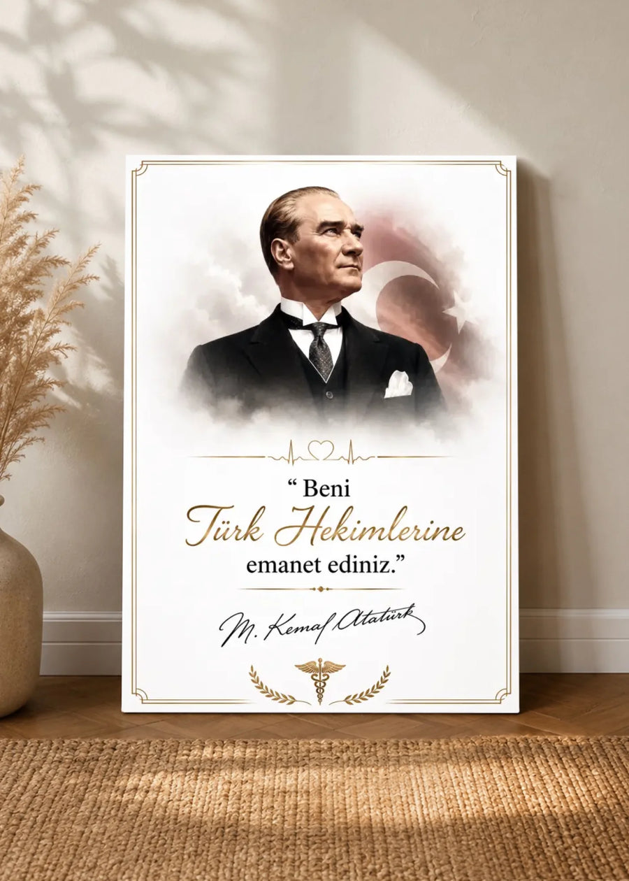 Beni Türk Hekimlerine Emanet Ediniz – Atatürk Kanvas Tablosu
