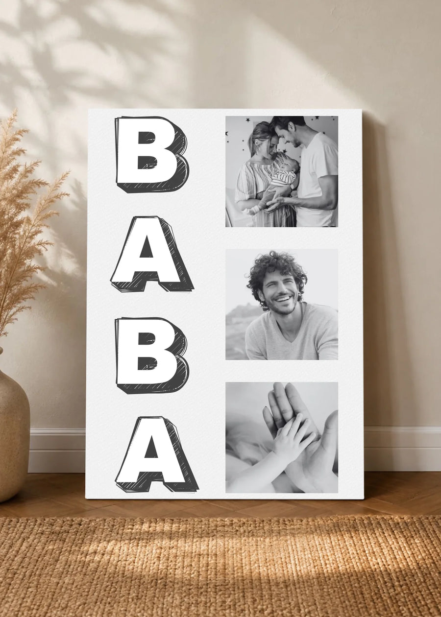 Kişiye Özel Baba Fotoğraf Kolajı Kanvas Tabloları