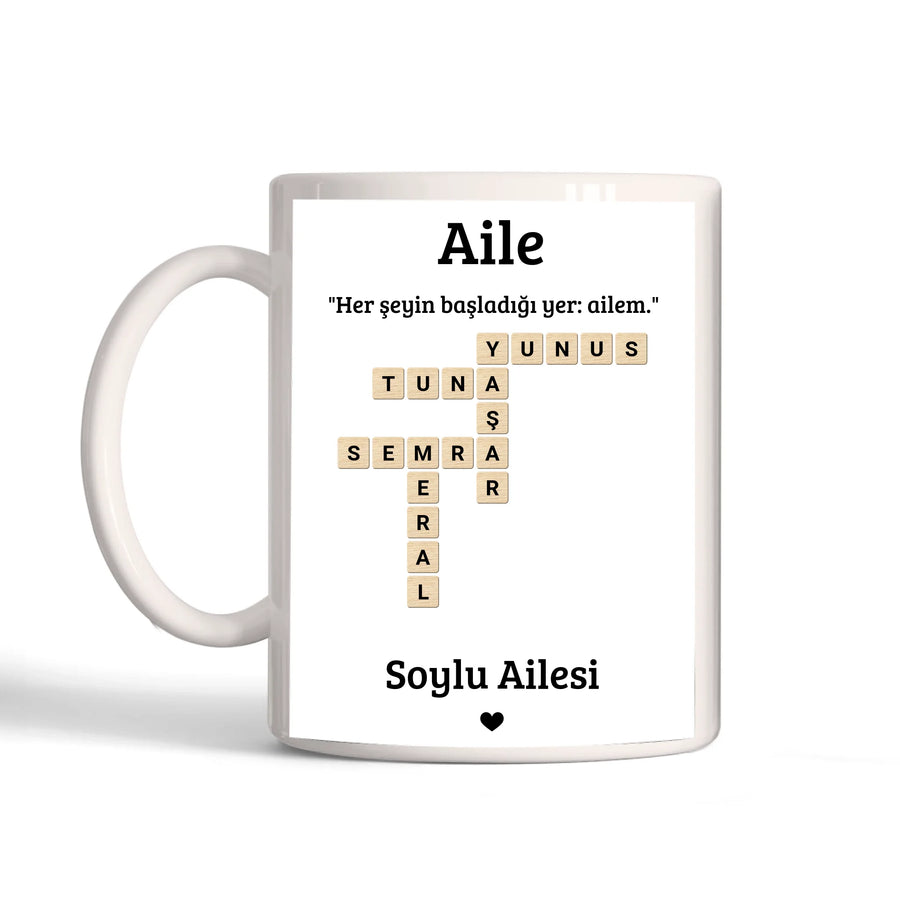 Kişiye Özel Scrabble Tarzı Aile İsim Kupa Bardak