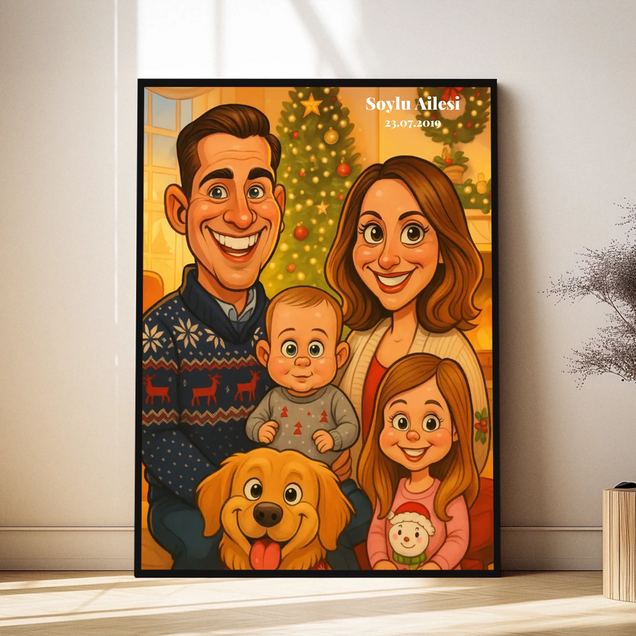 Kişiye Özel Aile Karikatürü Tablosu