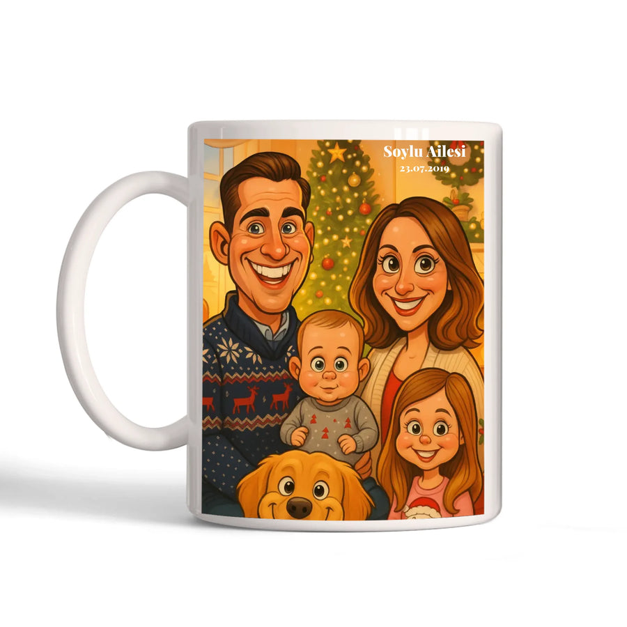 Kişiye Özel Aile Karikatürü Kupa Bardak