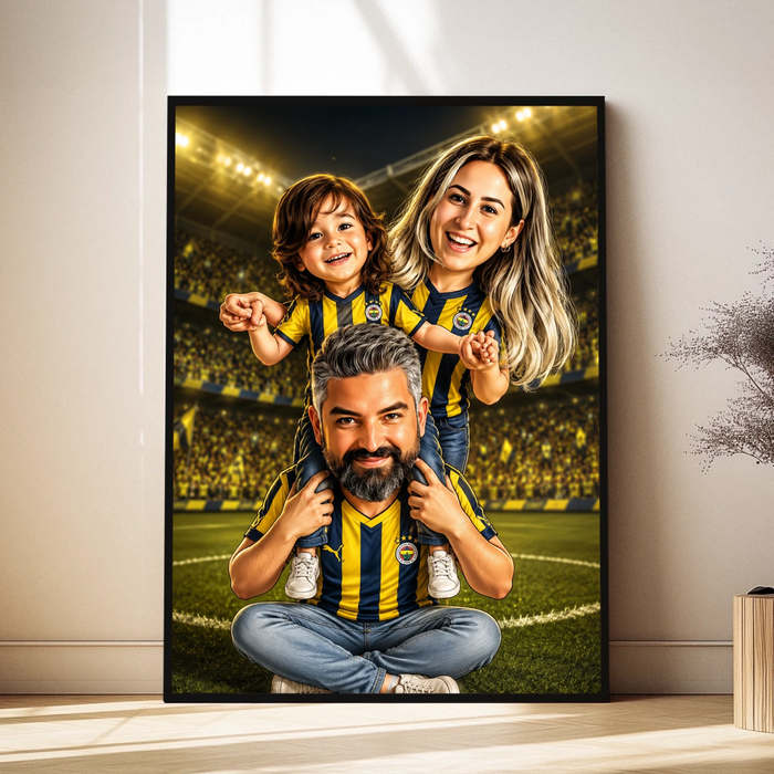 Kişiye Özel Taraftar Ailesi Karikatürü Tablosu
