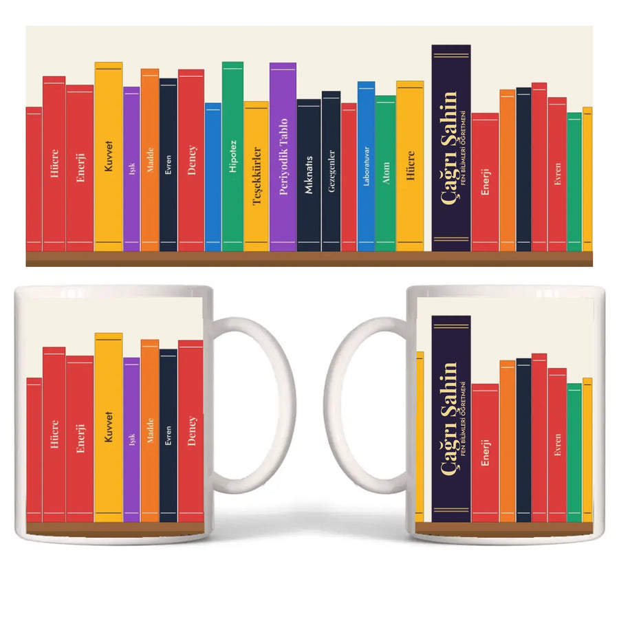 Kişiye Özel Öğretmen Kupası – Kitap Sırtları – Fen (Tam Tur)