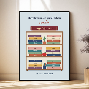 Kişiye Özel Öğretmen Kitap Rafı Tablosu