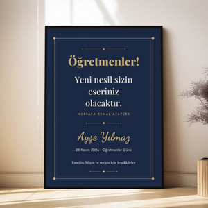 Kişiye Özel Atatürk'ün Öğretmen Sözü Tablosu