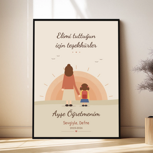 Kişiye Özel Öğretmen ve Öğrenci El Ele Tablosu