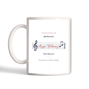 Kişiye Özel Sol Anahtarlı Müzik Öğretmeni Kupa Bardak