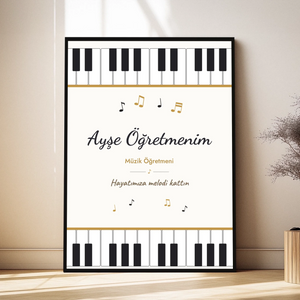 Kişiye Özel Piyano Tuşlu Müzik Öğretmeni Tablosu