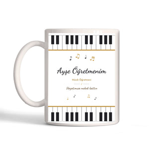 Kişiye Özel Piyano Tuşlu Müzik Öğretmeni Kupa Bardak