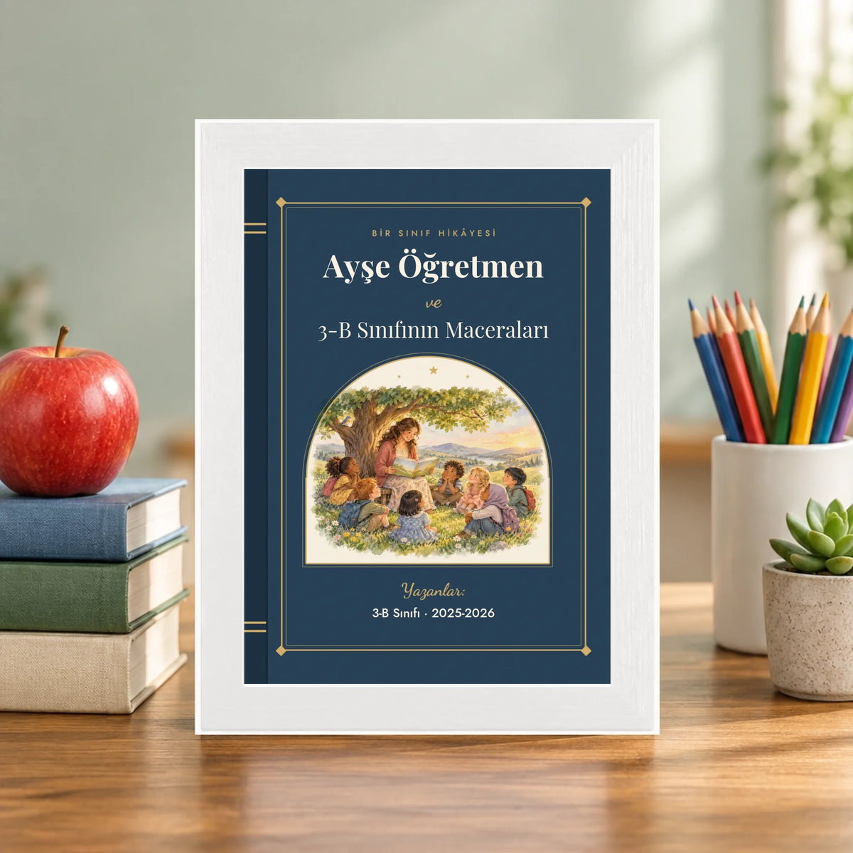 Öğretmen masasında – beyaz