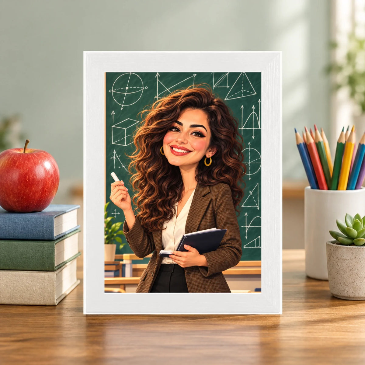 Öğretmen masasında – beyaz