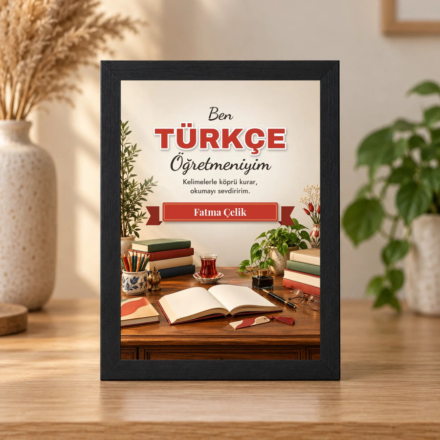 Kişiye Özel Türkçe Öğretmeni 15x21 Masaüstü Çerçeve