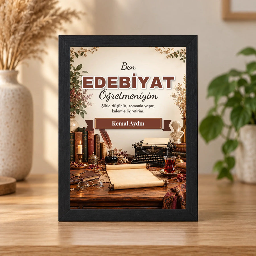 Kişiye Özel Edebiyat Öğretmeni 15x21 Masaüstü Çerçeve