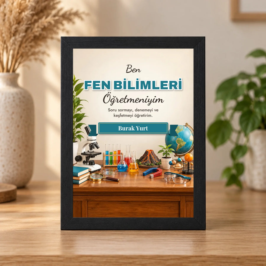 Kişiye Özel Fen Bilimleri Öğretmeni 15x21 Masaüstü Çerçeve