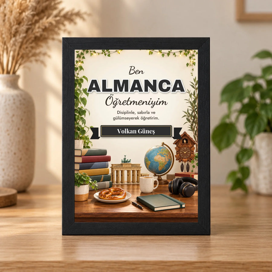 Kişiye Özel Almanca Öğretmeni 15x21 Masaüstü Çerçeve