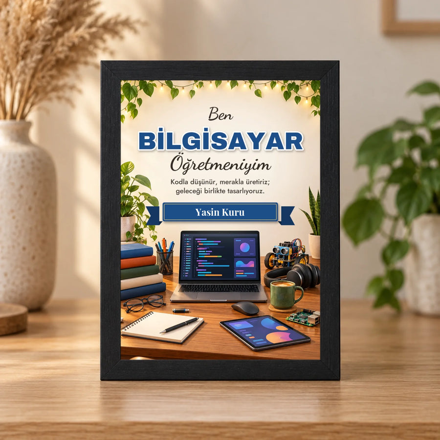 Kişiye Özel Bilgisayar Öğretmeni 15x21 Masaüstü Çerçeve