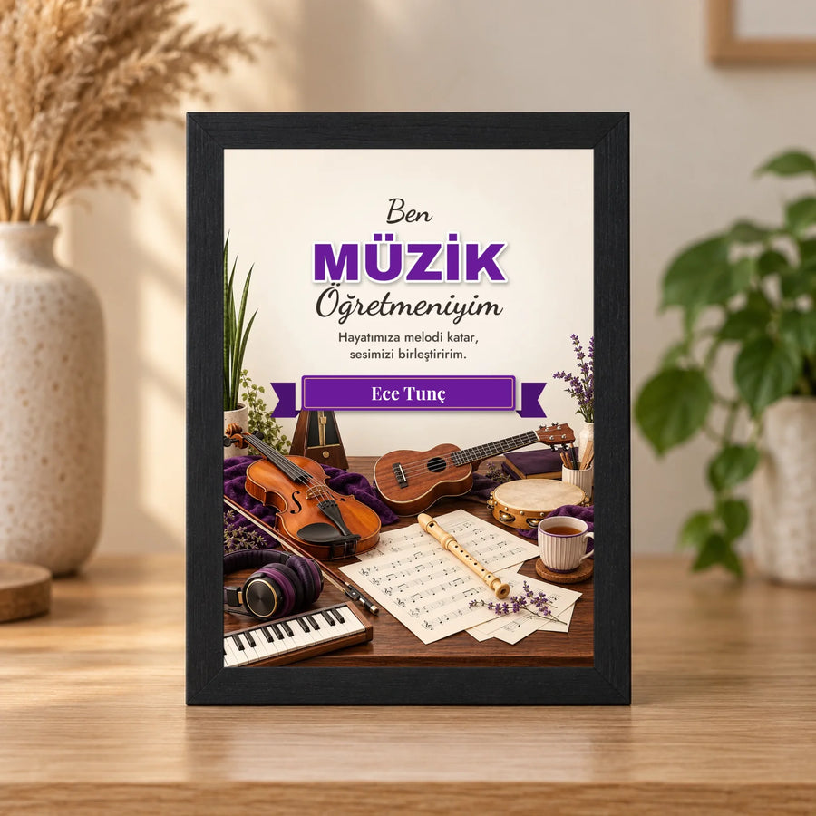 Kişiye Özel Müzik Öğretmeni 15x21 Masaüstü Çerçeve