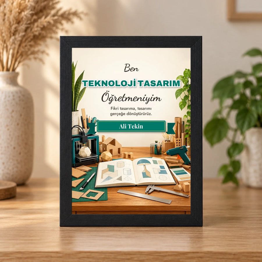 Kişiye Özel Teknoloji Tasarım Öğretmeni 15x21 Masaüstü Çerçeve
