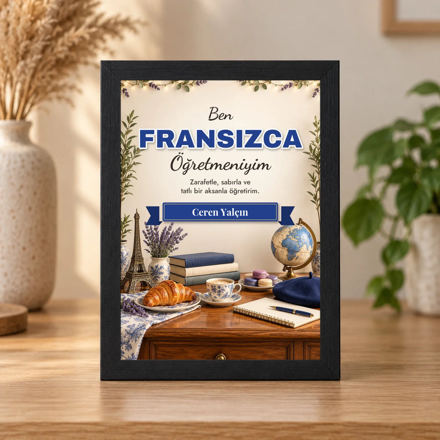 Kişiye Özel Fransızca Öğretmeni 15x21 Masaüstü Çerçeve