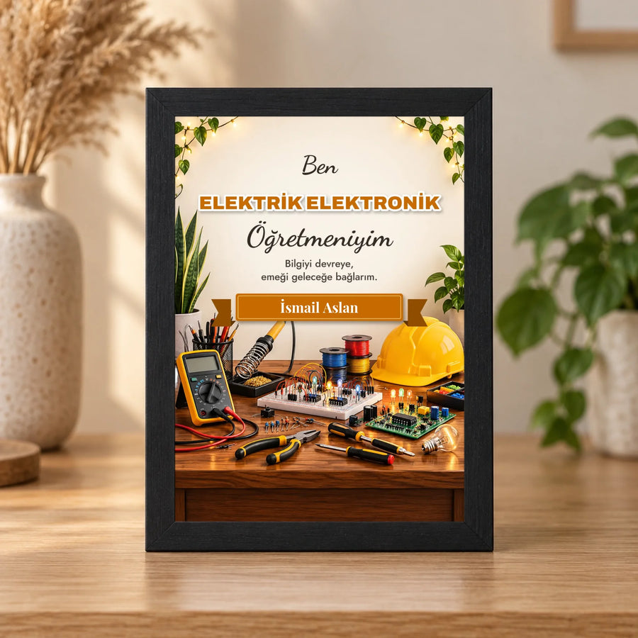 Kişiye Özel Elektrik Elektronik Öğretmeni 15x21 Masaüstü Çerçeve