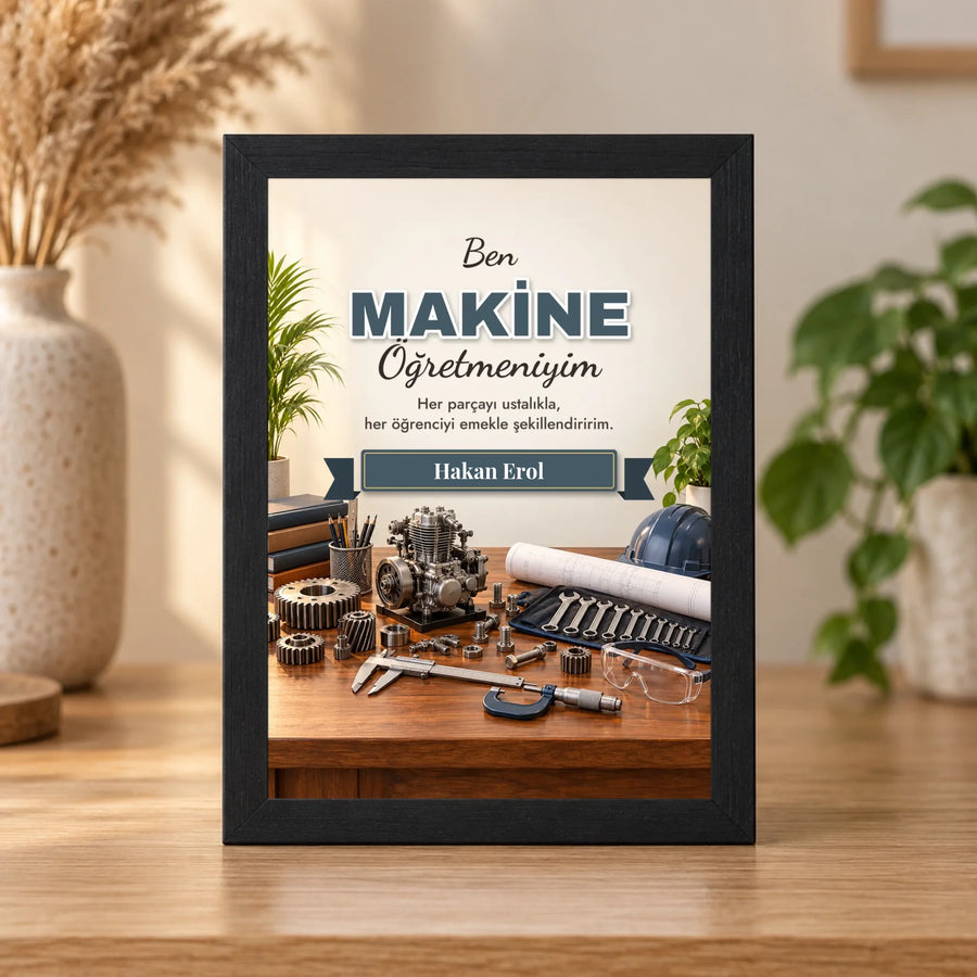 Kişiye Özel Makine Öğretmeni 15x21 Masaüstü Çerçeve