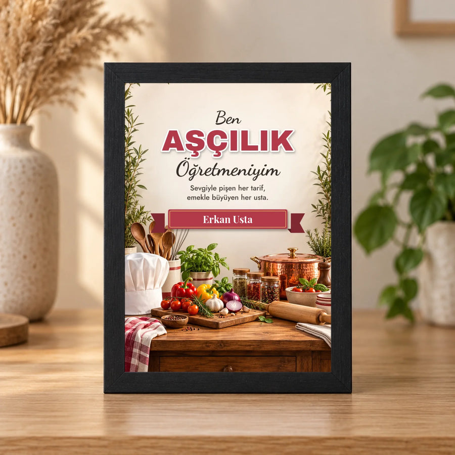 Kişiye Özel Aşçılık Öğretmeni 15x21 Masaüstü Çerçeve