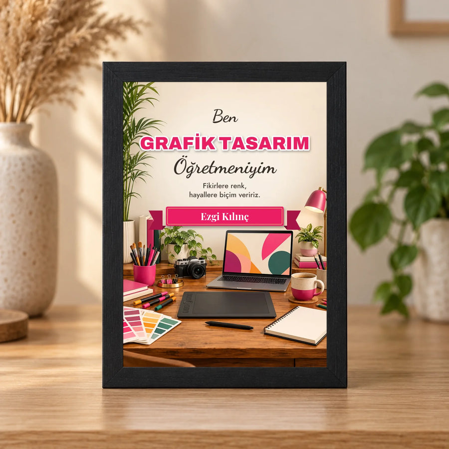 Kişiye Özel Grafik Tasarım Öğretmeni 15x21 Masaüstü Çerçeve