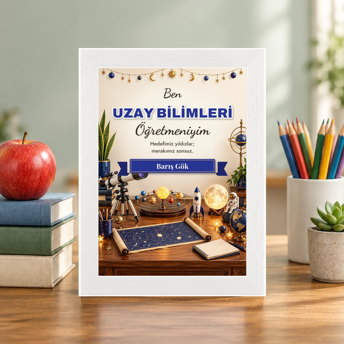Öğretmen masasında – beyaz
