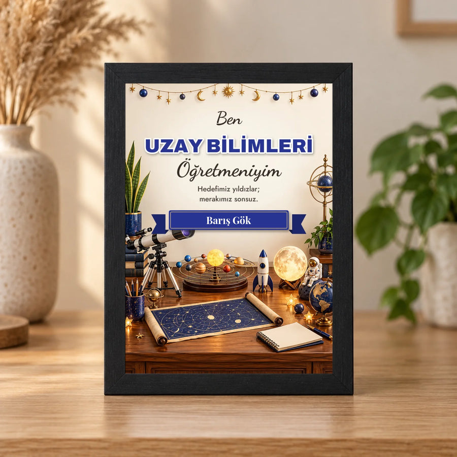Kişiye Özel Uzay Bilimleri Öğretmeni 15x21 Masaüstü Çerçeve