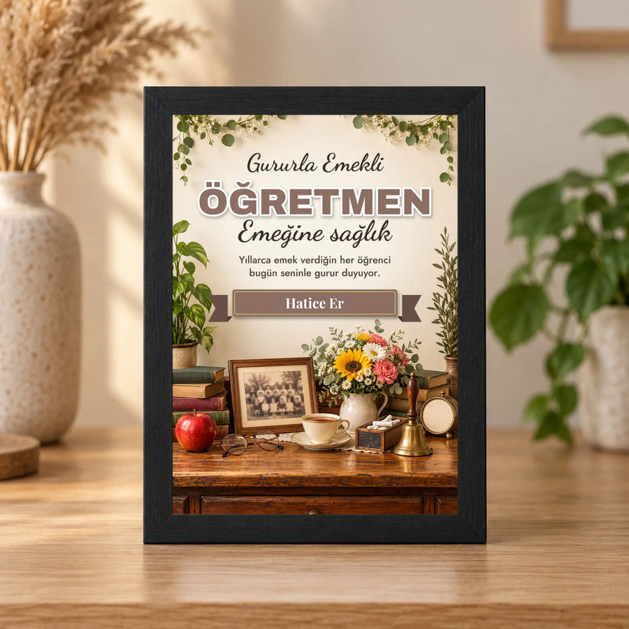 Kişiye Özel Emekli Öğretmen 15x21 Masaüstü Çerçeve