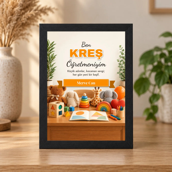 Kişiye Özel Kreş Öğretmeni 15x21 Masaüstü Çerçeve