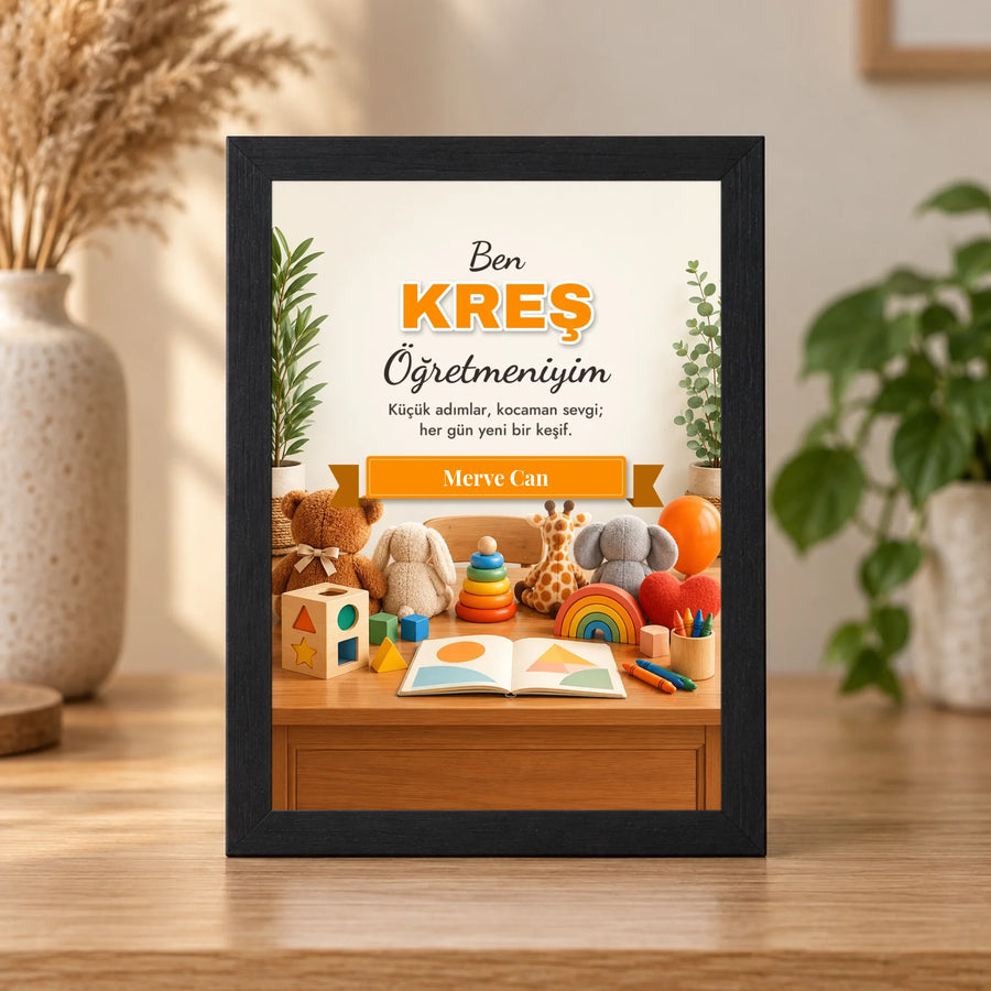 Kişiye Özel Kreş Öğretmeni 15x21 Masaüstü Çerçeve