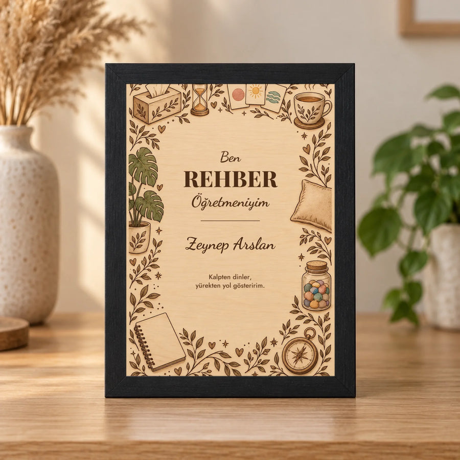 Kişiye Özel Rehber Öğretmen 15x21 Masaüstü Çerçeve – Ahşap Oyma