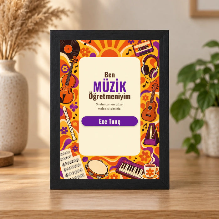 Kişiye Özel Müzik Öğretmeni 15x21 Masaüstü Çerçeve – Plak