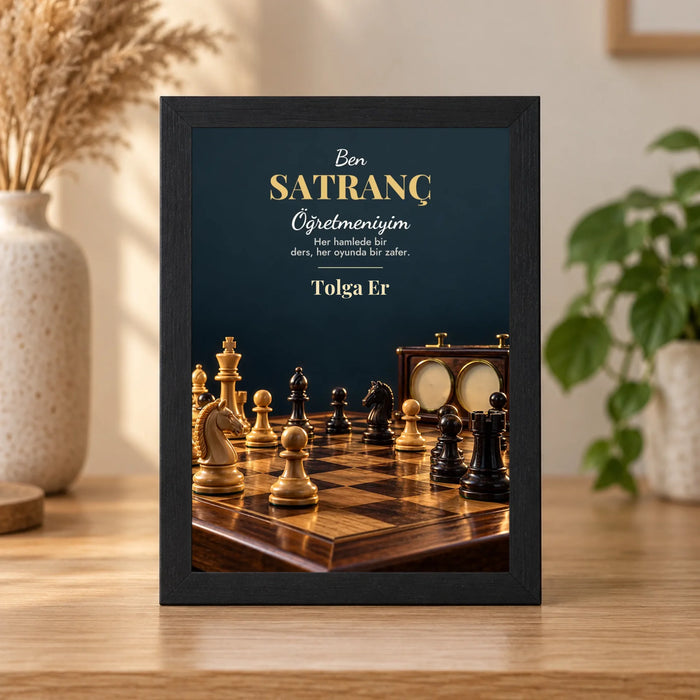 Kişiye Özel Satranç Öğretmeni 15x21 Masaüstü Çerçeve – Satranç Tahtası