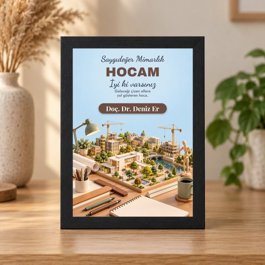 Kişiye Özel Mimarlık Hocası 15x21 Masaüstü Çerçeve – İzometrik Şehir